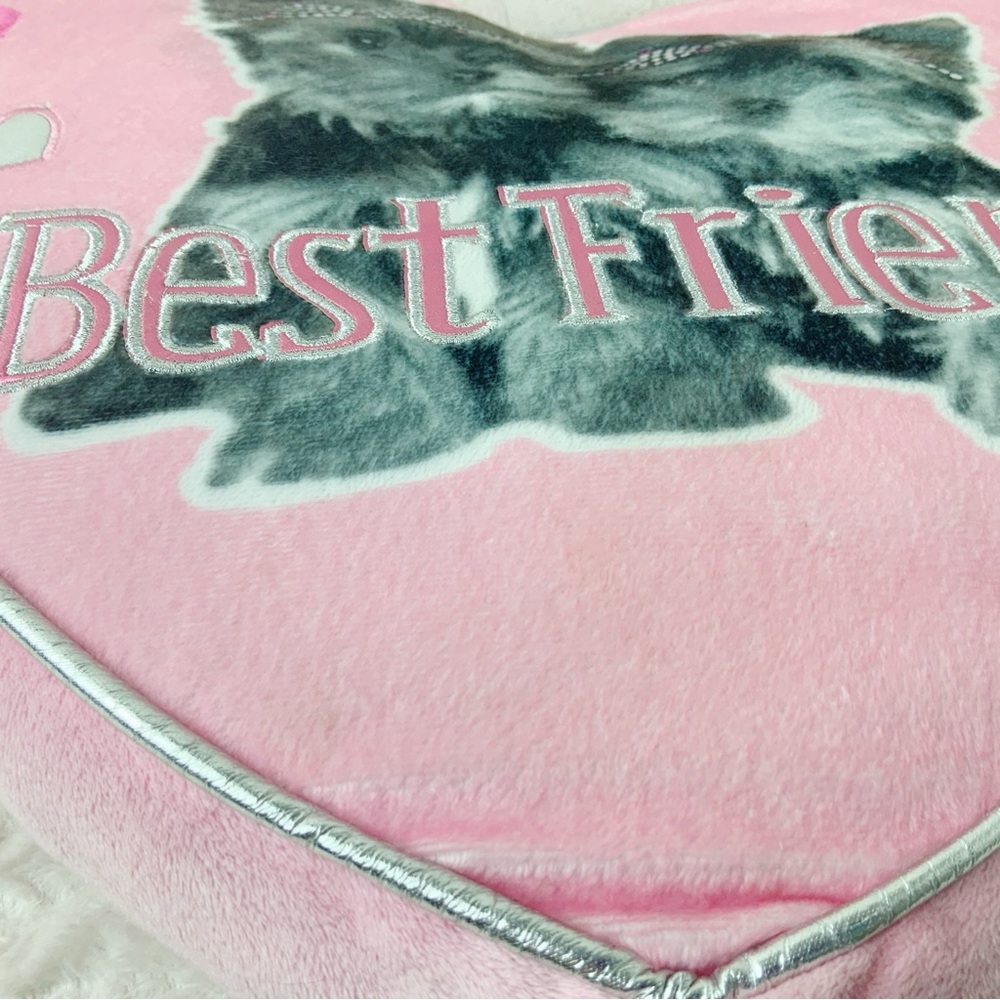 Justice Yorkie Puppy Best Friends Rhinestone Crowns Pink Heart Plush Pillow 2010 - Picture 4 of 11